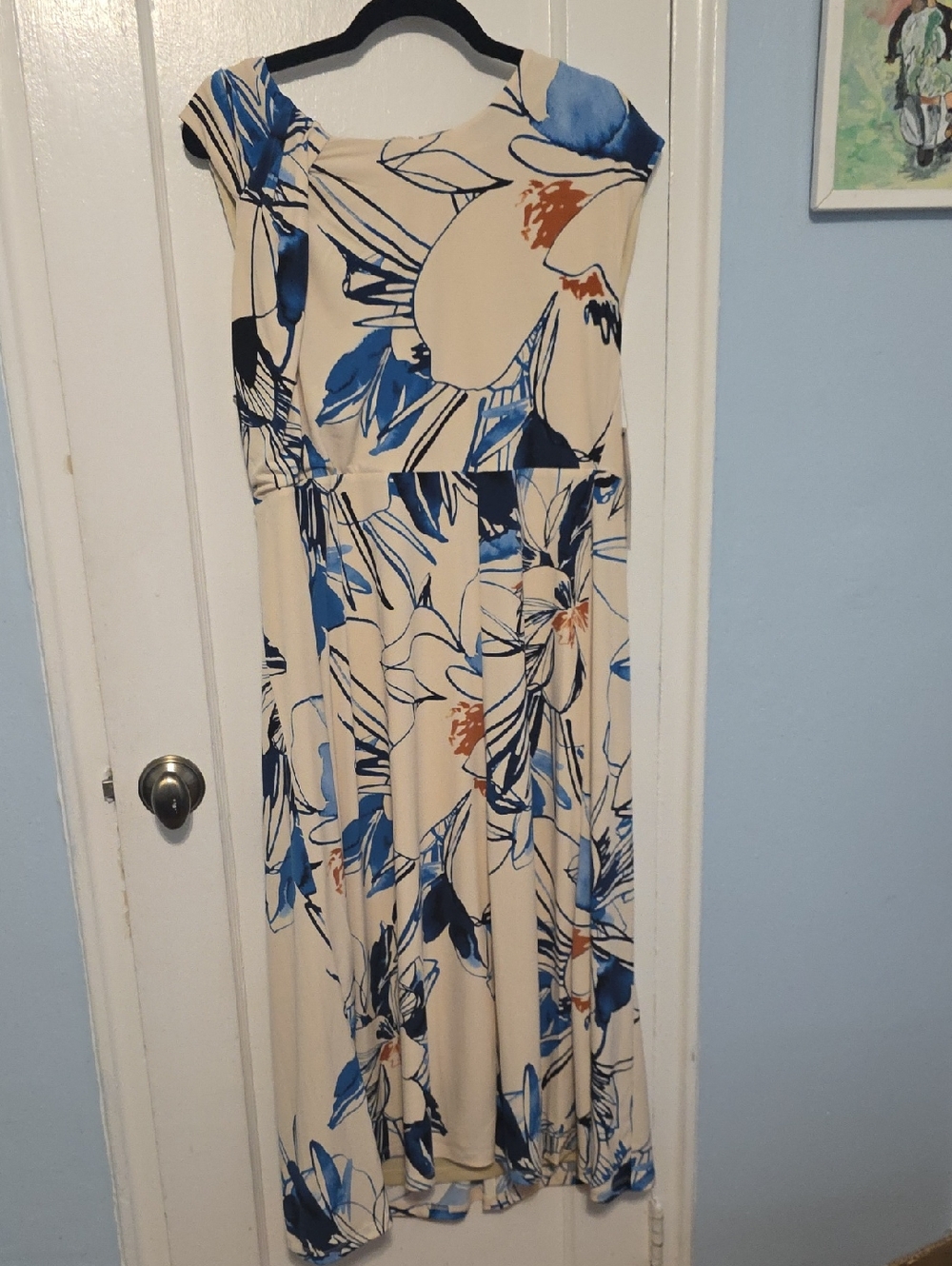 Calvin Klein Cream Top with Blue Trim